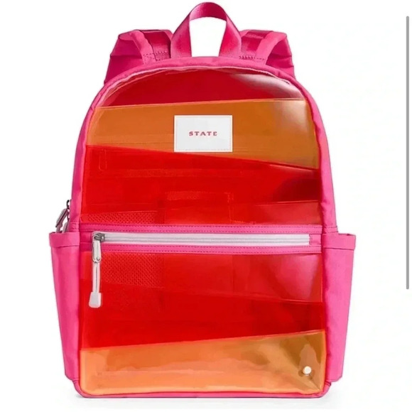 STATE Other - NWT • STATE Kane Kids Clear Pink & Orange Novelty Zigzag Backpack
